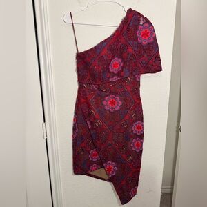 Elliatt Cosmic Girl One Shoulder Dress Womens Small Embroidered Floral Lace Rose